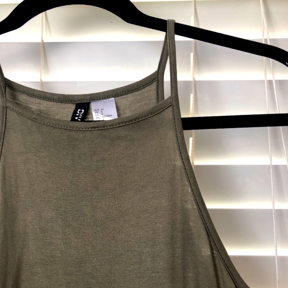 Army Green High Neck Dress